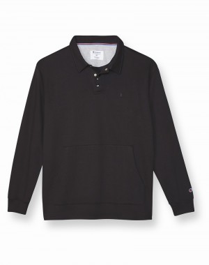 Camisa Polo Champio Big & Altas Fleece Open Hem Rugby Masculino Pretas | Z1HL93