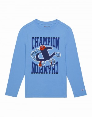 Camiseta Champio Long-Sleeve Menino Azuis | B6UT44