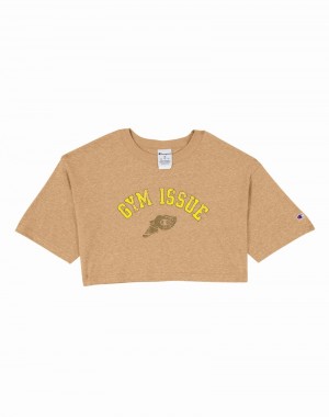 Cropped Tops Champio Cropped Feminino Marrom | Q3FJ54
