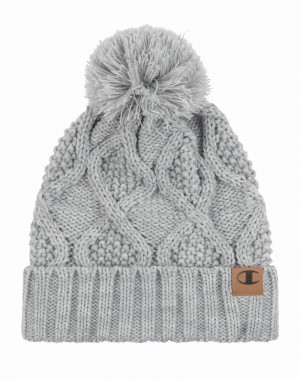 Gorro Champio Diamond Cable Cuff Pom Feminino Cinzentas | S7WR32