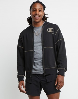 Jaqueta Bomber Champio Global Explorer French Terry Masculino Pretas | R0DK66