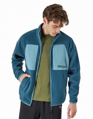 Jaquetas Champio Global Explorer Fleece Mock Neck Masculino Turquesa | A7CK10