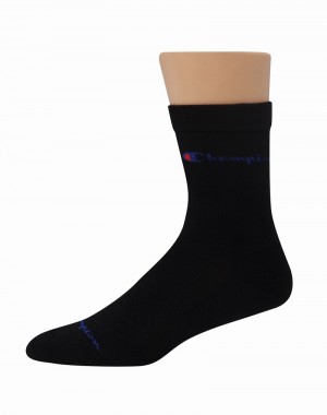 Meias Champio Compression Medio-Crew Masculino Pretas | G1BV25