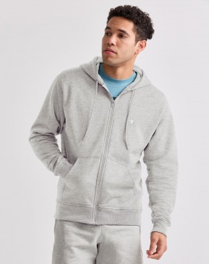 Moletom com Capuz Champio Classicos Fleece Full Zip Masculino Cinzentas | O7UR31