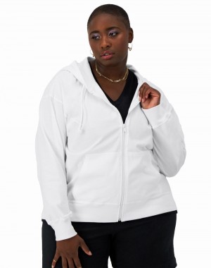 Moletom com Capuz Champio Full-Zip T-Shirt Feminino Branco | Q6IW15