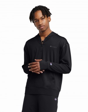 Moletom com Capuz Champio MVP All Day 1/4 Zip Masculino Pretas | U9WQ82