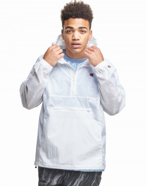Moletom com Capuz Champio Packable Nylon Anorak Masculino Branco | F7SE86