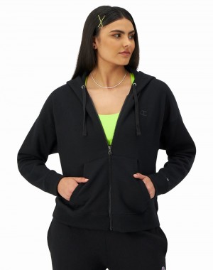 Moletom com Capuz Champio Powerblend Zip-Up Feminino Pretas | S8KC47