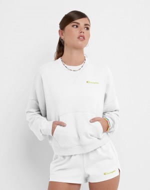Moletons Champio Campus French Terry Crewneck Feminino Branco | M7KH37