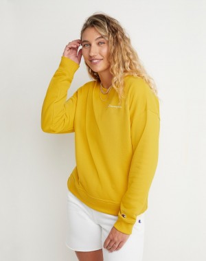 Moletons Champio Powerblend Crewneck Feminino Amarelas | B2GO89