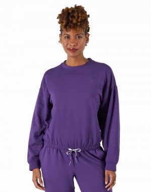 Moletons Champio Soft Touch Drawstring Crewneck Feminino Roxo | K8WI11