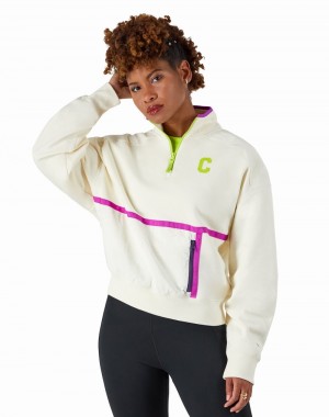Pulôver Champio Classicos Fleece ¼ Zip Feminino Branco | V4RS09
