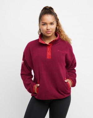 Pulôver Champio Explorer Fleece Snap Feminino Bordeaux | G3MF15