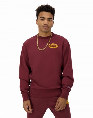 Pulôver Champio Reverse Weave Crewneck Masculino Bordeaux | U6VT54