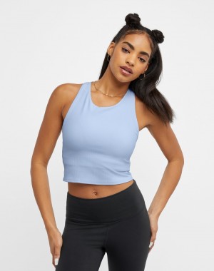 Regata Champio Soft Touch Com Nervuras Cropped Feminino Azuis | D8SK83